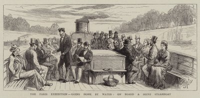 La exposición de París, volviendo a casa por agua, a bordo de un barco de vapor del Sena de Harry Hamilton Johnston