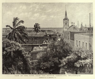 Vista de la ciudad desde el consulado británico, Mozambique de Harry Hamilton Johnston