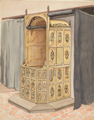 Lado de la silla del confesionario de Harry Mann Waddell
