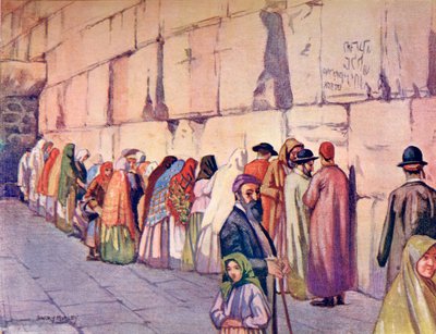 El Muro de las Lamentaciones, Jerusalén, Palestina, c. 1910, de A Book of Modern Palestine por Richard Penlake pub. c.1910 de Harry Morley