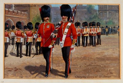 Los Guardias de Coldstream cambiando de guardia en St James, circa 1905 de Harry Payne