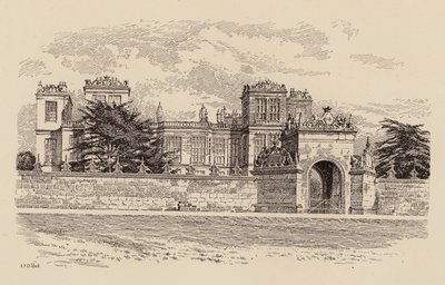 Hardwick Hall, Derbyshire (litografia en color) de Harry Percy Clifford