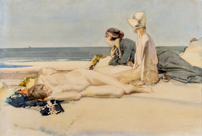 Una playa solitaria y una vela lejana de Harry Watson