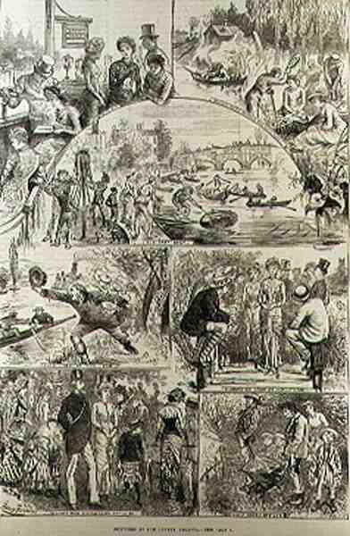 Bocetos en la regata de Henley, de The Illustrated London News, 7 de febrero de 1881 de Harry after Furniss