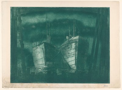 Dos barcazas de Harry van Mook (signed by artist)