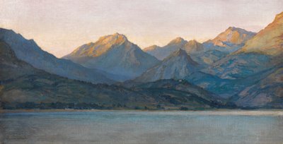 Atardecer, los Alpes Marítimos desde Cap-Martin (óleo sobre tabla) de Harry van der Weyden