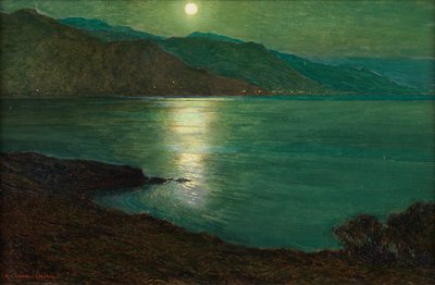 Moonlight - The Lights of Ventimiglia (óleo sobre lienzo colocado sobre tabla) de Harry van der Weyden