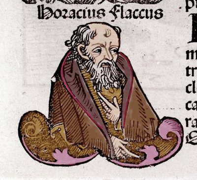 Retrato de Horacio (Quintus Horatius Flaccus) (65-8 a.C.), poeta latino. En “Liber Chronicarum” de Hartmann Schedel. 1497 de Hartmann Schedel