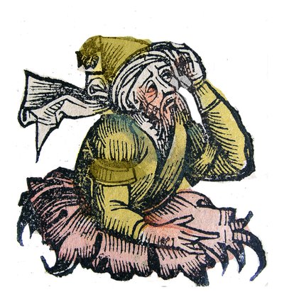 Retrato de Parménides de Elea, filósofo griego presocrático. Xilografía de "Crónicas de Núremberg" de Hartmann Schedel de Hartmann Schedel