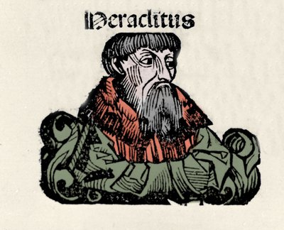 Retrato del filósofo griego Heráclito de Éfeso (576-480 a.C.). Xilografía de las 