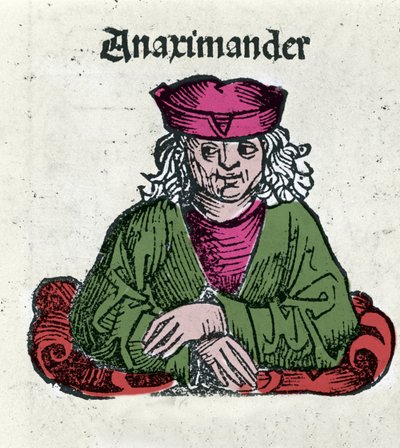 Representación de Anaximandro de Mileto (610 - 547 a.C.), filósofo, matemático y astrónomo griego. Xilografía de “Crónicas de Núremberg” de Hartmann Schedel de Hartmann Schedel