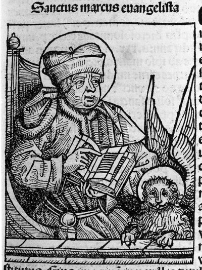 Representación del evangelista San Marcos. Grabado del “Liber chronicarum” (Crónicas de Núremberg) de Hartmann Schedel 1493 de Hartmann Schedel