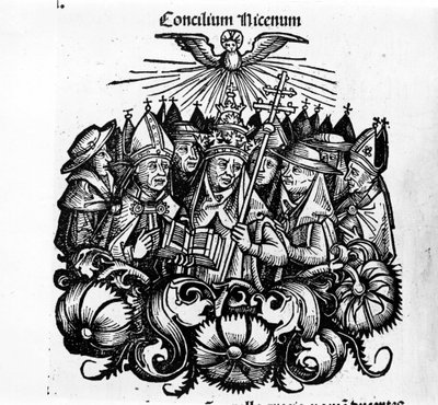 El Concilio de Nicea. Ilustración de “Crónicas Universales de Núremberg” por H. Schedel de Hartmann Schedel