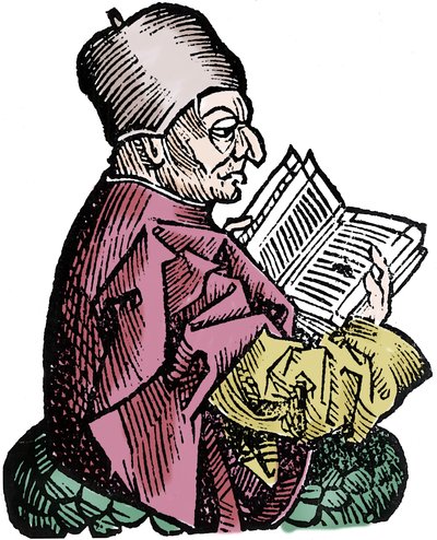 El historiador y teólogo Beda el Venerable (673-735) (Beda Venerabilis). Xilografía de 