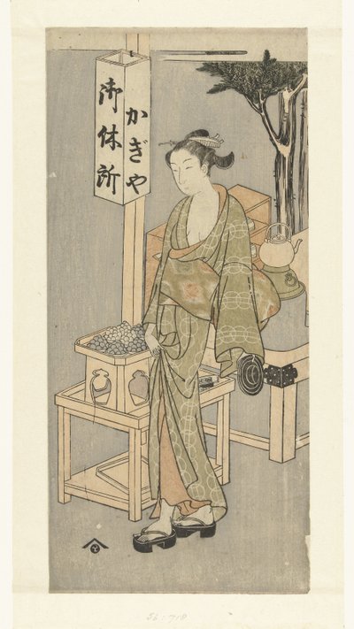 Osen en el puesto de té Kagiya de Harunobu school