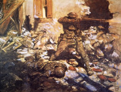 Lucha callejera en un pueblo del Marne de Harvey T. Dunn