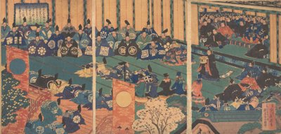 Reunión con dignatarios extranjeros, 1867 Meiji 1 de Hasegawa Sadanobu