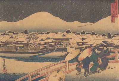 Vista Nocturna de la Casa de Té Yamato..., mediados del siglo XIX de Hasegawa Sadanobu