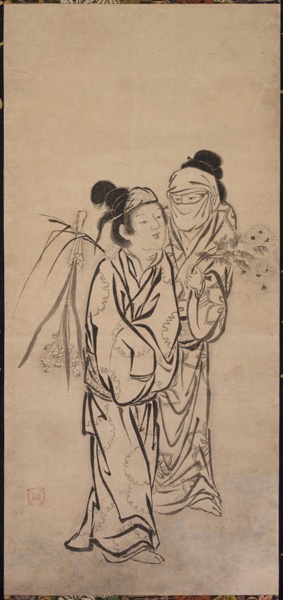 Una pareja, finales de 1500s de Hasegawa Soen