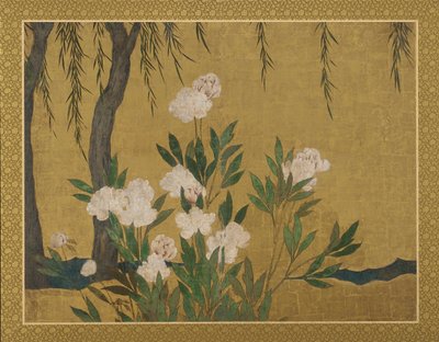 Peonías y sauces, período Momoyama o Edo, principios del siglo XVII de Hasegawa Tonin