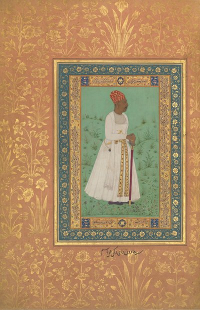 Retrato de Jadun Rai Deccani, Folio del Álbum de Shah Jahan, recto: ca. 1622, verso: ca. 1530-50 de Hashim