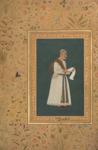 Retrato de Mulla Muhammad Khan Vali de Bijapur, Folio del Álbum de Shah Jahan, recto: ca. 1620 de Hashim