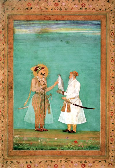 Emperador Shah Jahan y un cortesano anciano con un halcón, c.1650 de Hashim Hashim