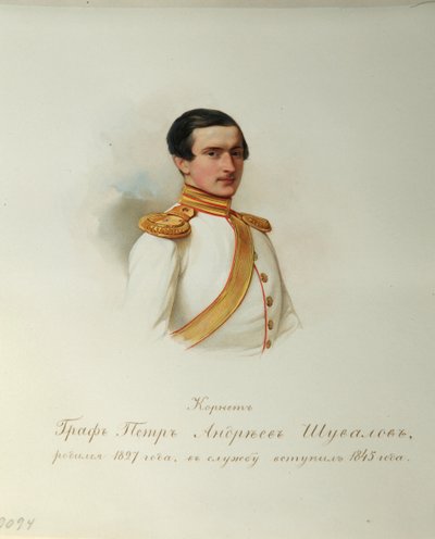 Retrato del Conde Pyotr Andreyevich Shuvalov 1827-1889 del Álbum de la Guardia Imperial de Caballería, 1846-1849 de Hau