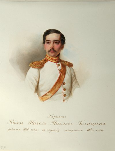 Retrato del Conde Pavel Pavlovich Golitsyn 1828-1882 Del Álbum de la Guardia Imperial de Caballería, 1846-1849 de Hau