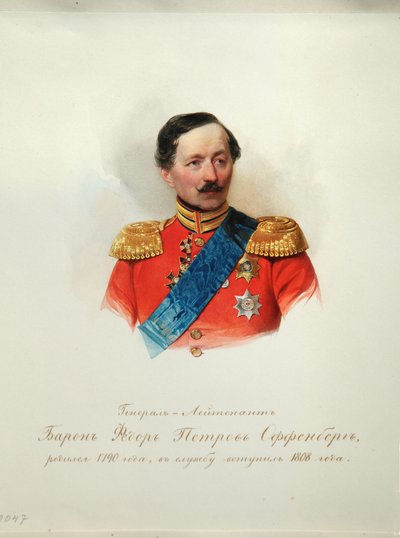 Retrato del General Barón Fyodor Petrovich von Offenberg 1789-1857 del Álbum de la Guardia Imperial a Caballo, 1846-1849 de Hau