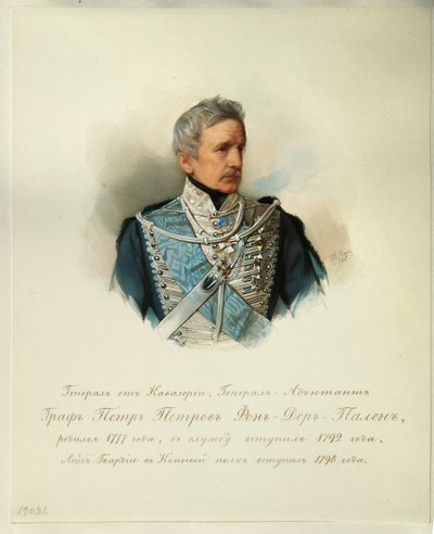 Retrato del General Conde Peter Petrovich von der Pahlen 1777-1864 del Álbum de la Guardia Imperial de Caballería, 1846-1849 de Hau