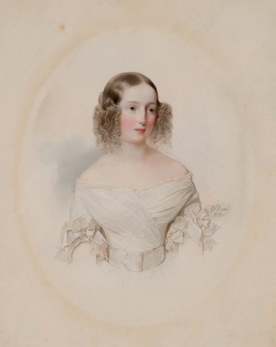 Retrato de la Gran Duquesa Olga Nikolaevna de Rusia 1822-1892, Reina de Wurtemberg, 1838 de Hau