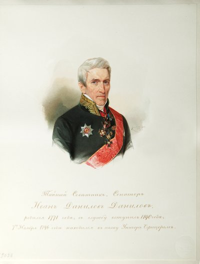 Retrato de Ivan Danilovich Danilov 1770-1852 (del Álbum de la Guardia Imperial a Caballo, 1846-1849) de Hau