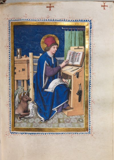 Libro de los Evangelios con Retratos de Evangelistas: San Lucas de Hausbuch Master