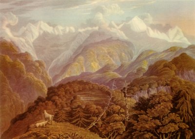 El Valle del Jumna mostrando los dos picos grandes de Bunder Punch, 1946 de Havell and Son