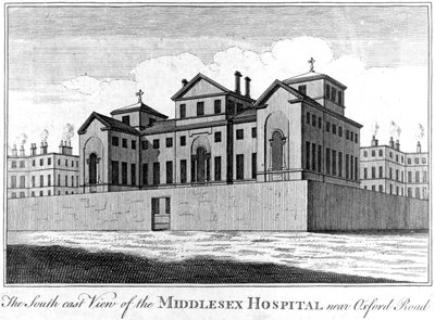 Vista sureste del Hospital de Middlesex, 1745 de Haynes King
