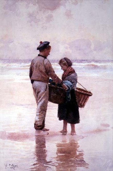 Niños pescadores bretones de Hector Caffieri