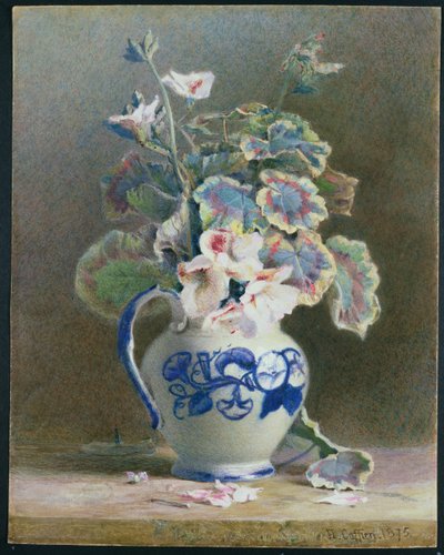 Geranios en una jarra de porcelana, 1875 de Hector Caffieri