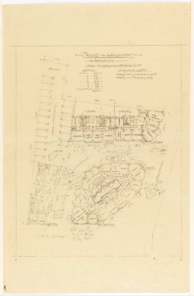 Plano, Proyecto de Lotillement, rue Gros y rue de la Fontaine, París de Hector Guimard