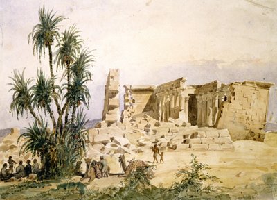 Templo de Marharraka, Asuán, Nubia, Egipto. Acuarela de Hector Horeau (1801-1872), arquitecto francés. de Hector Horeau