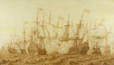 La Batalla de los Gabardos, 2 de junio de 1653, c.1653 (grisalla sobre tabla) de Heerman Witmont