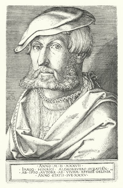 Autorretrato de Heinrich Aldegrever, pintor y grabador alemán de Heinrich (after) Aldegrever