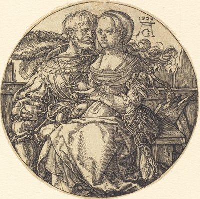 Una pareja de amantes sentados de Heinrich Aldegrever