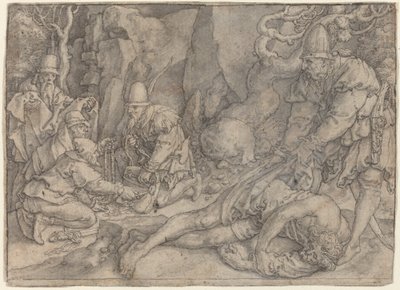 Un hombre dominado por ladrones, c. 1554 de Heinrich Aldegrever
