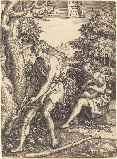 Adán y Eva trabajando de Heinrich Aldegrever