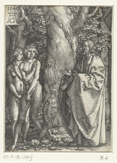 Adán y Eva se avergüenzan Historia de Adán y Eva (título de la serie) de Heinrich Aldegrever