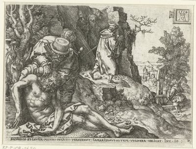El buen samaritano cuida las heridas Parábola del Buen Samaritano (título de la serie) de Heinrich Aldegrever