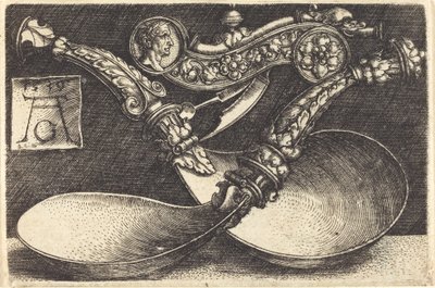 Diseños para dos cucharas y un silbato para perros de Heinrich Aldegrever
