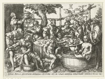 fiesta del hombre rico Parábola de Lázaro y el hombre rico (título de la serie) de Heinrich Aldegrever