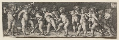Quince niños desnudos bailando de Heinrich Aldegrever